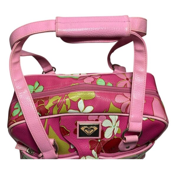 Roxy Floral Pink Bag Hawaiian Plumeria Carry On Travel Gym Tote 90s Y2K - Picture 3 of 16
